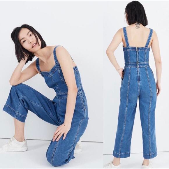 Madewell Pants - MADEWELL Saville Wide-Leg Denim Jumpsuit Pantsuit Size 6 Utilitarian Cotton EUC